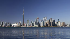 As viewed from Toronto Island, the downtown city skyline and CN Tower in Toronto, Ontario on Wednesday, Oct. 18, 2017.